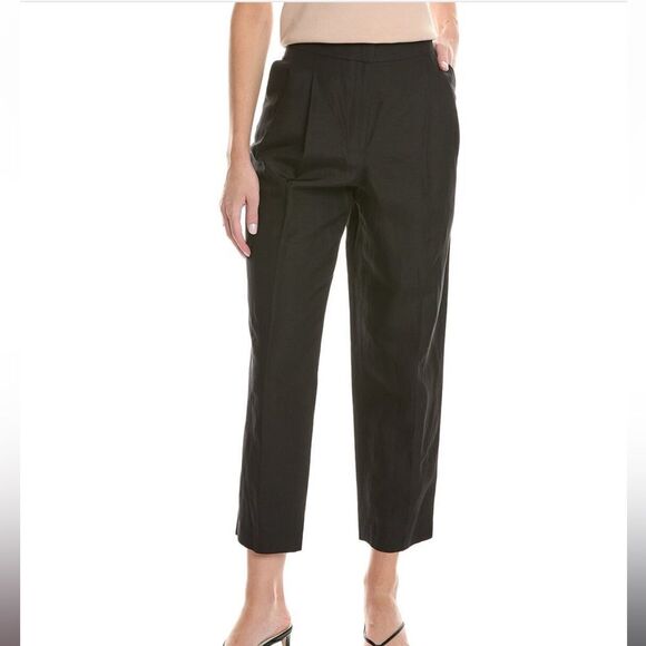 Lafayette 148 New York Franklin Silk & Linen-Blend Pant In Black Size 16 - Picture 1 of 12